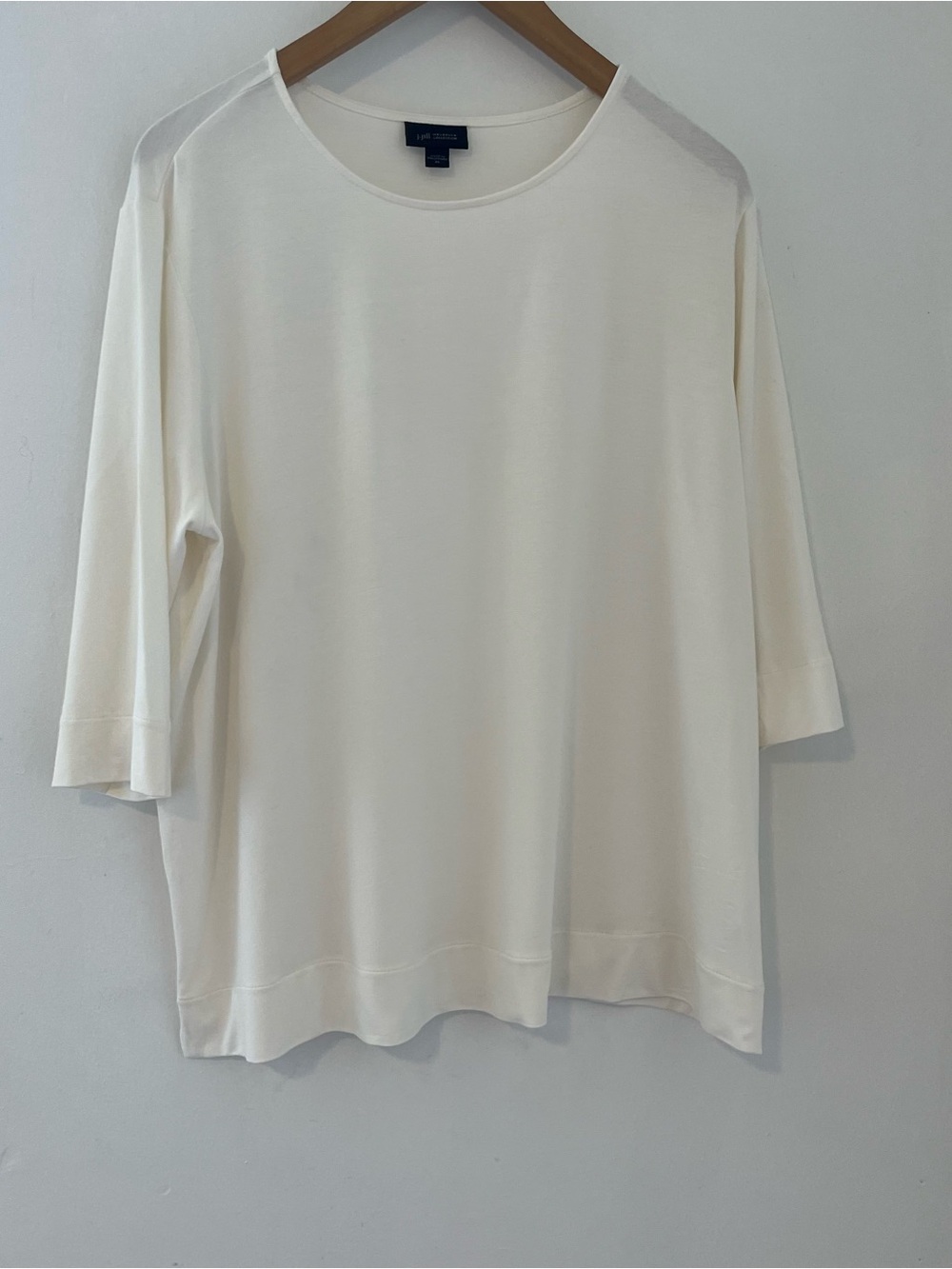 J. Jill Cream Scoop Neck Three-Quarter Sleeve Top